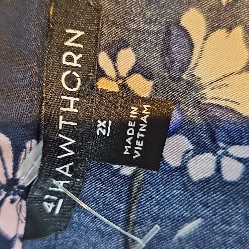 41 Hawthorne Size 2X Floral Dress Blue Claira Tie Waist - Picture 8 of 9